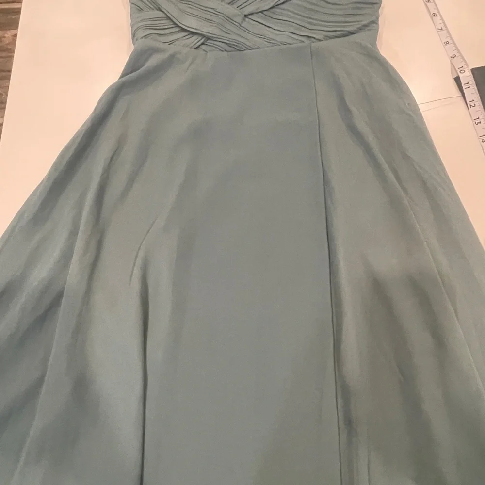 Lulu's Romantic Presence Sage Green Pleated Strapless Maxi Dress M - Picture 9 of 12
